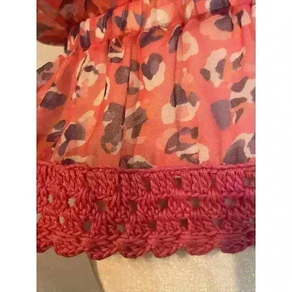 Ramy Brook Cover Up Top Crochet Metallic Strapless Gold Tassel Leopard Rope Tie - Picture 8 of 11